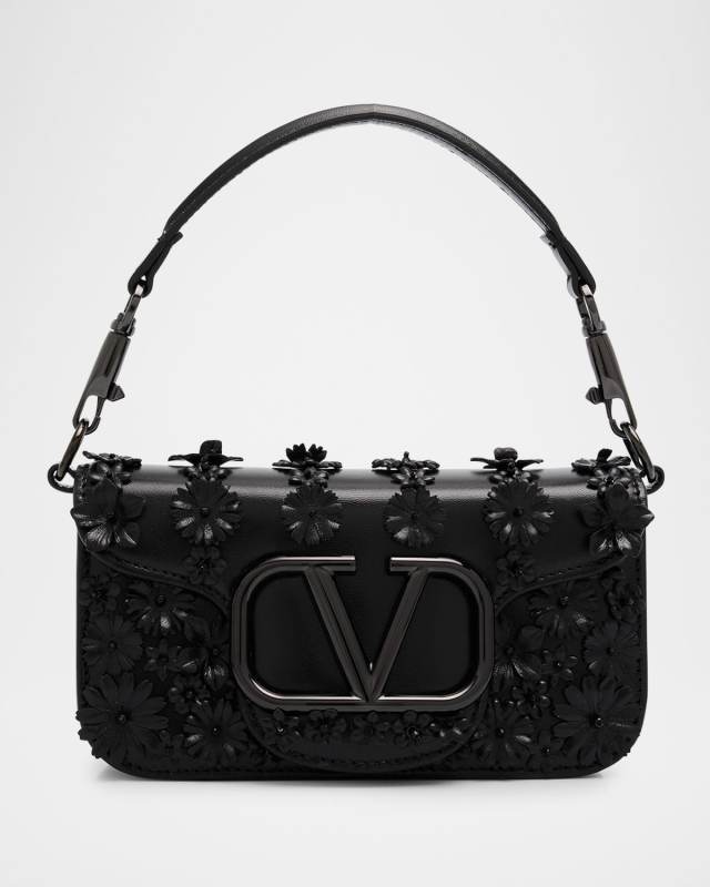 Loco Small VLOGO Flower Leather Shoulder Bag